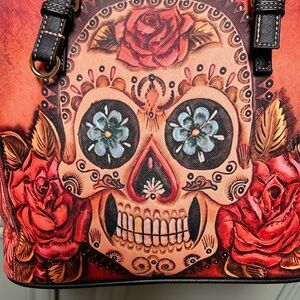 Sugar skull tote 15 X 17 very vibrant colors!